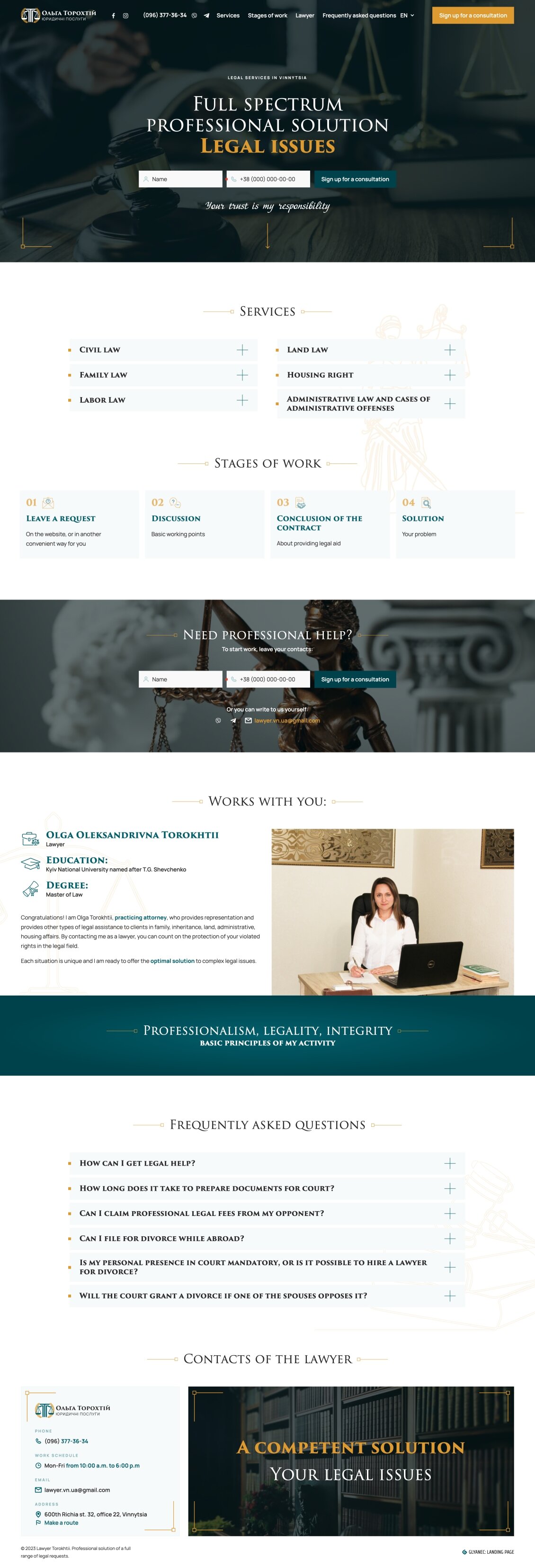 ™ Glowit, studio projektowania stron internetowych — Jednostronicowa strona internetowa adwokata Torokhtii_9
