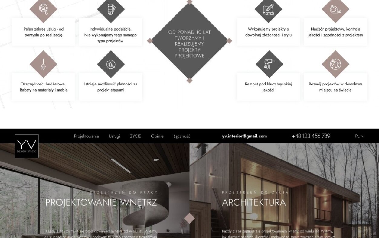 ™ Glowit, studio projektowania stron internetowych — Strona YV Design_2