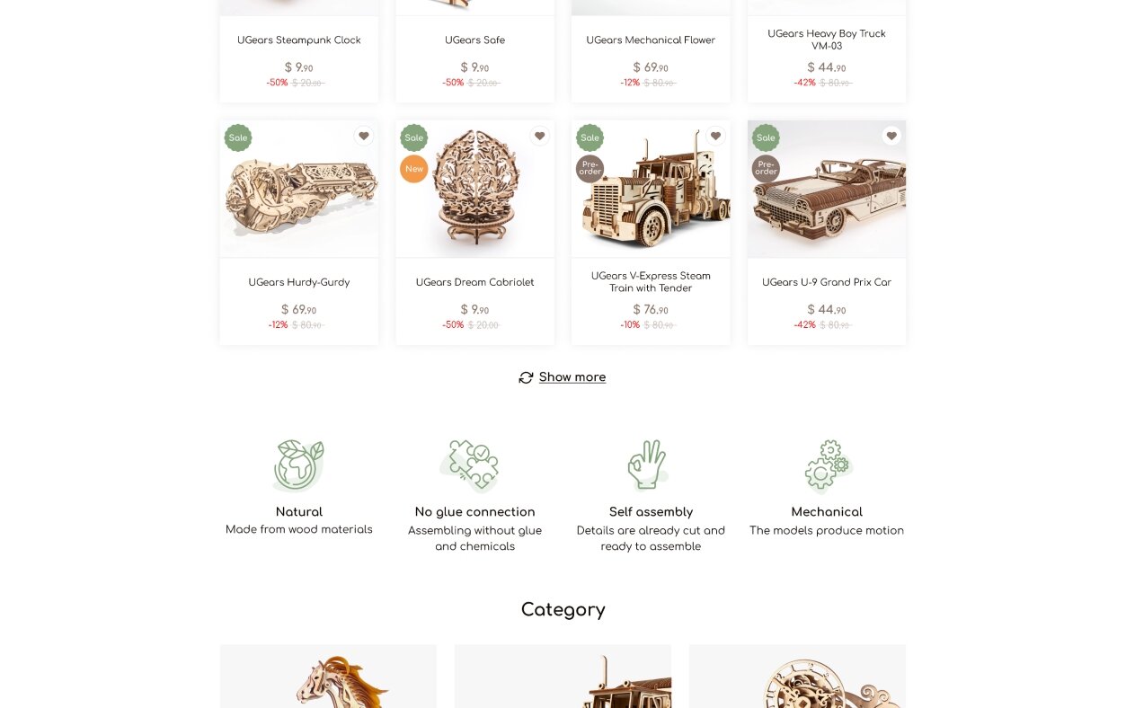 ™ Glowit, studio projektowania stron internetowych — Sklep internetowy UGEARS z modelami drewnianymi_2
