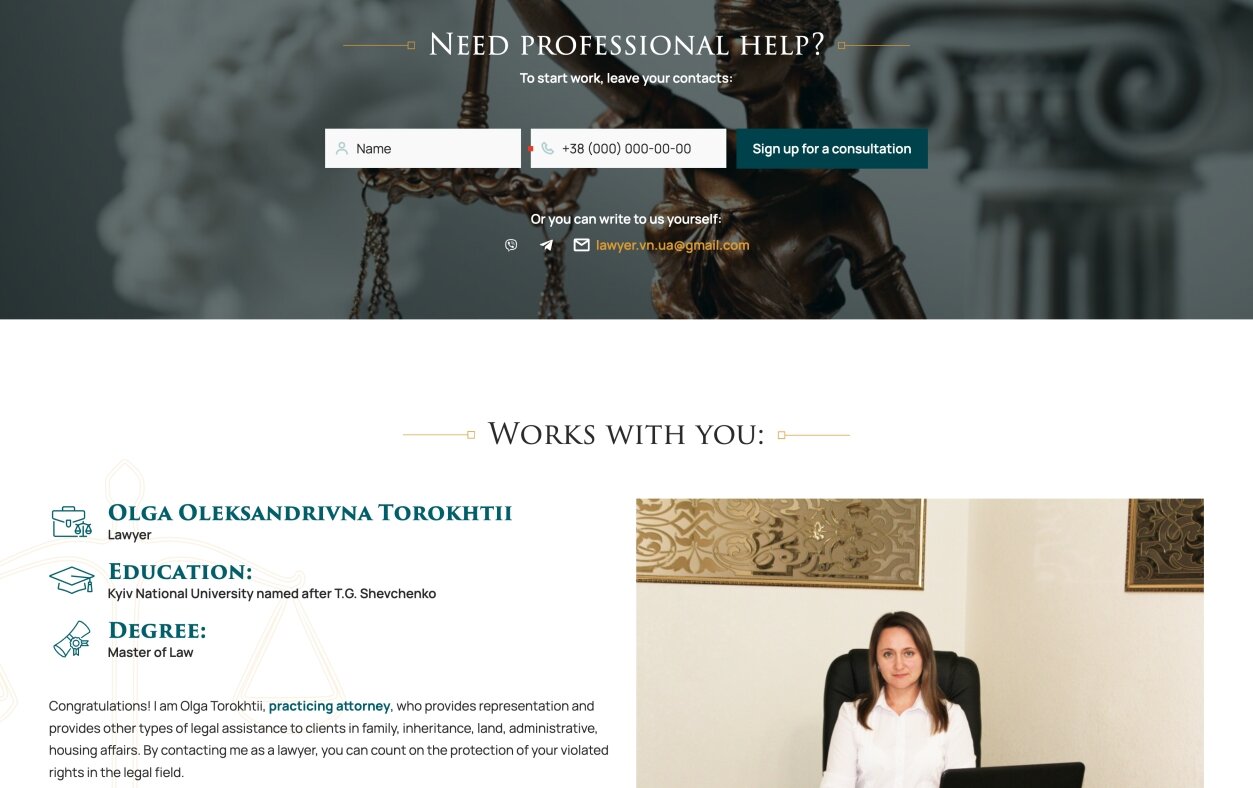 ™ Glowit, studio projektowania stron internetowych — Jednostronicowa strona internetowa adwokata Torokhtii_3