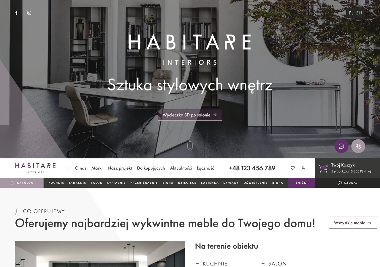 site development Internetowy sklep HABITARE interiors