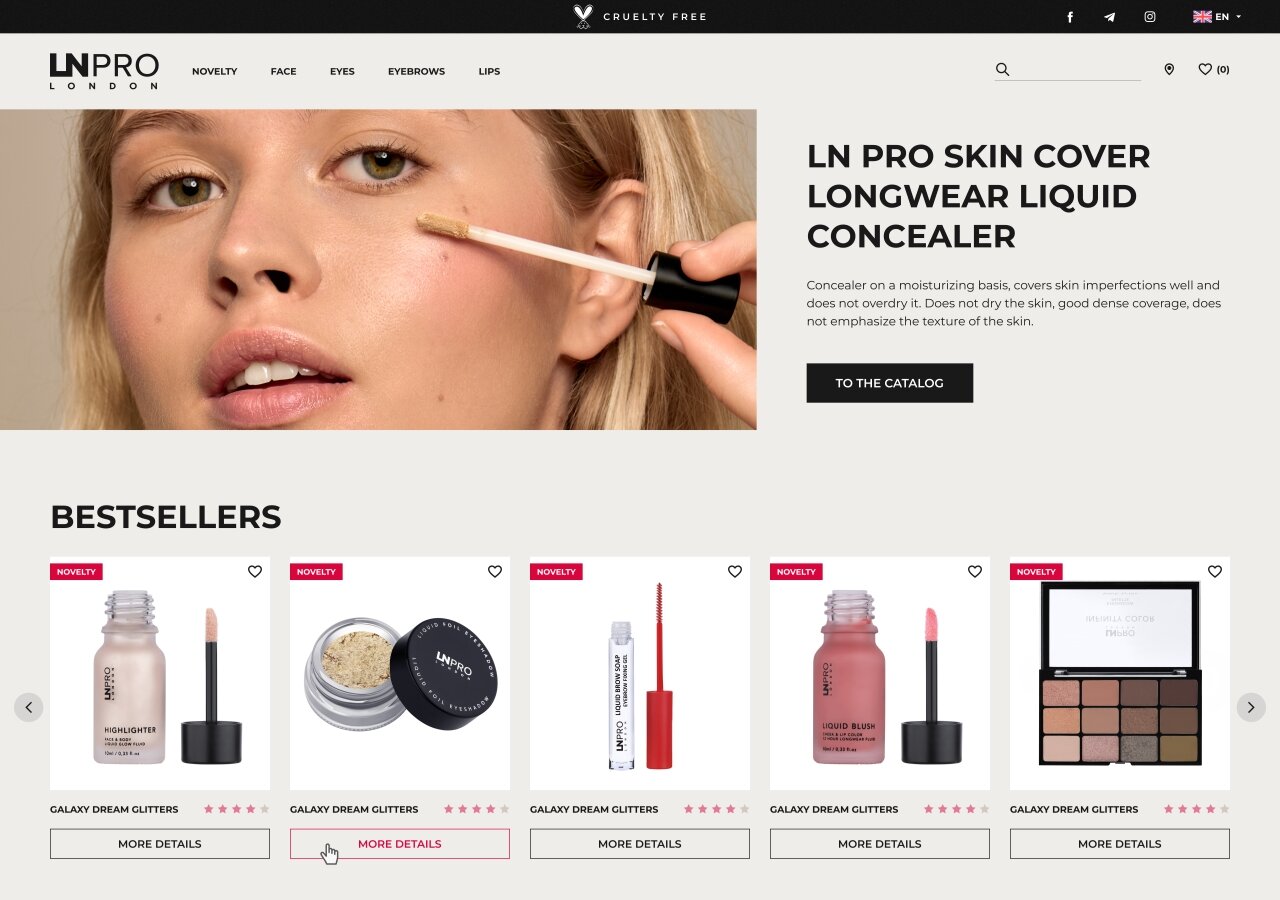 site development Strona internetowa marki kosmetyków LN Professional