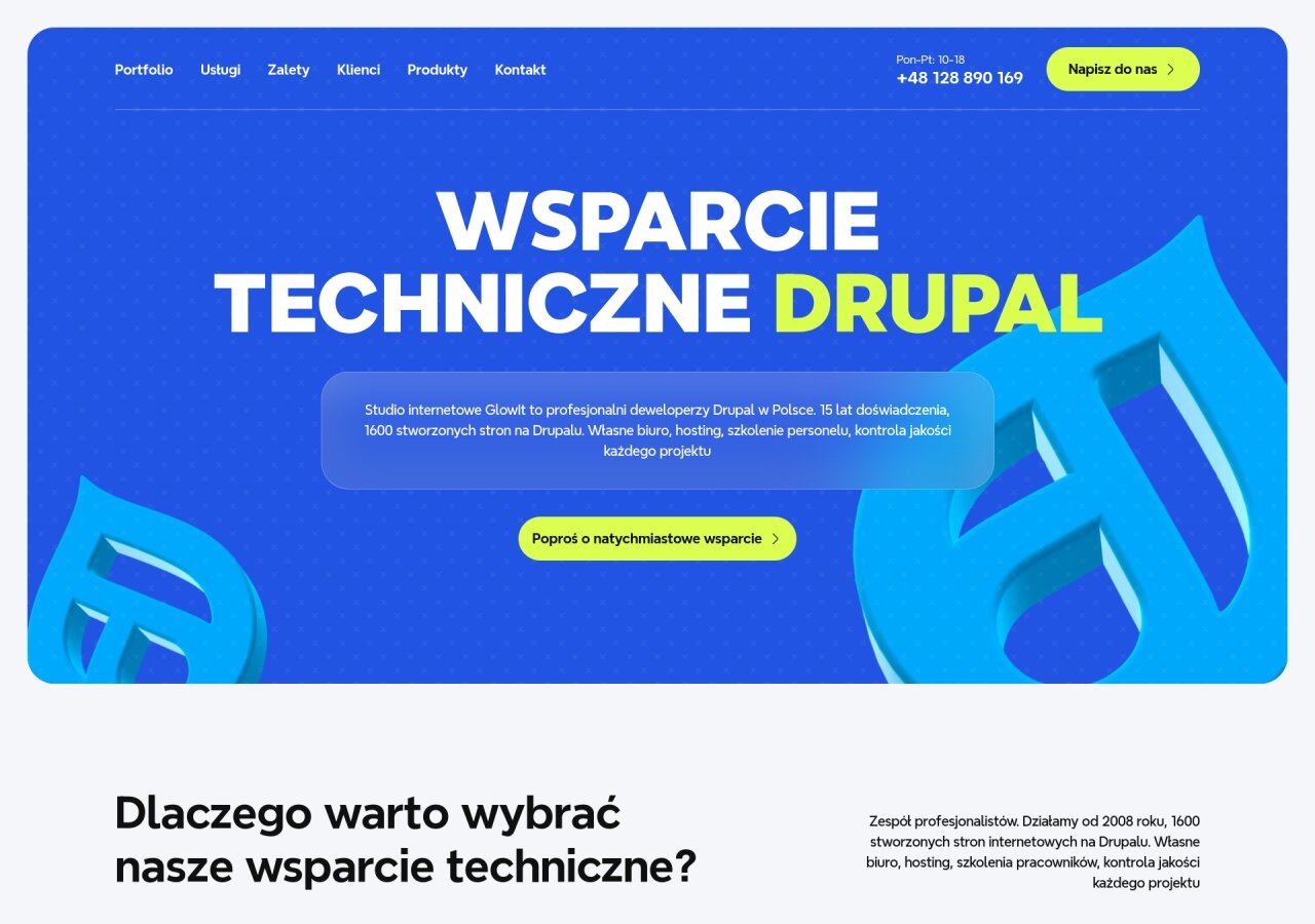 Wsparcie techniczne Drupal On tablet