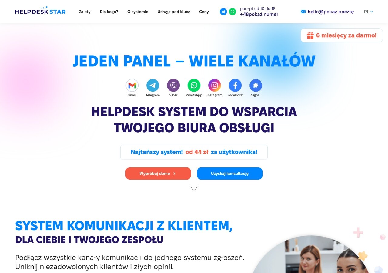 System Help Desk Star rejestracja zgłoszeń klientów On tablet