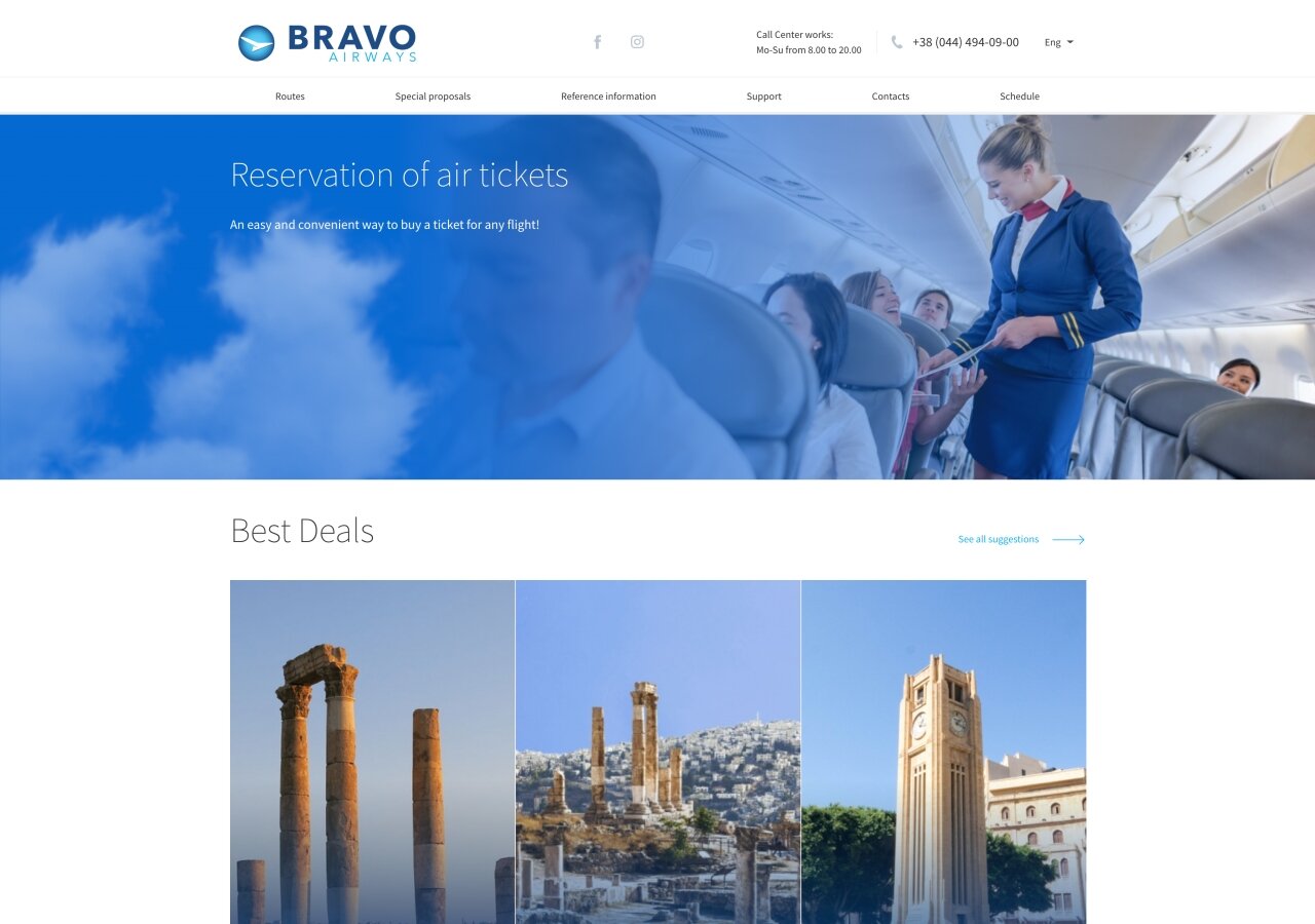 Strona internetowa Bravoairways On tablet