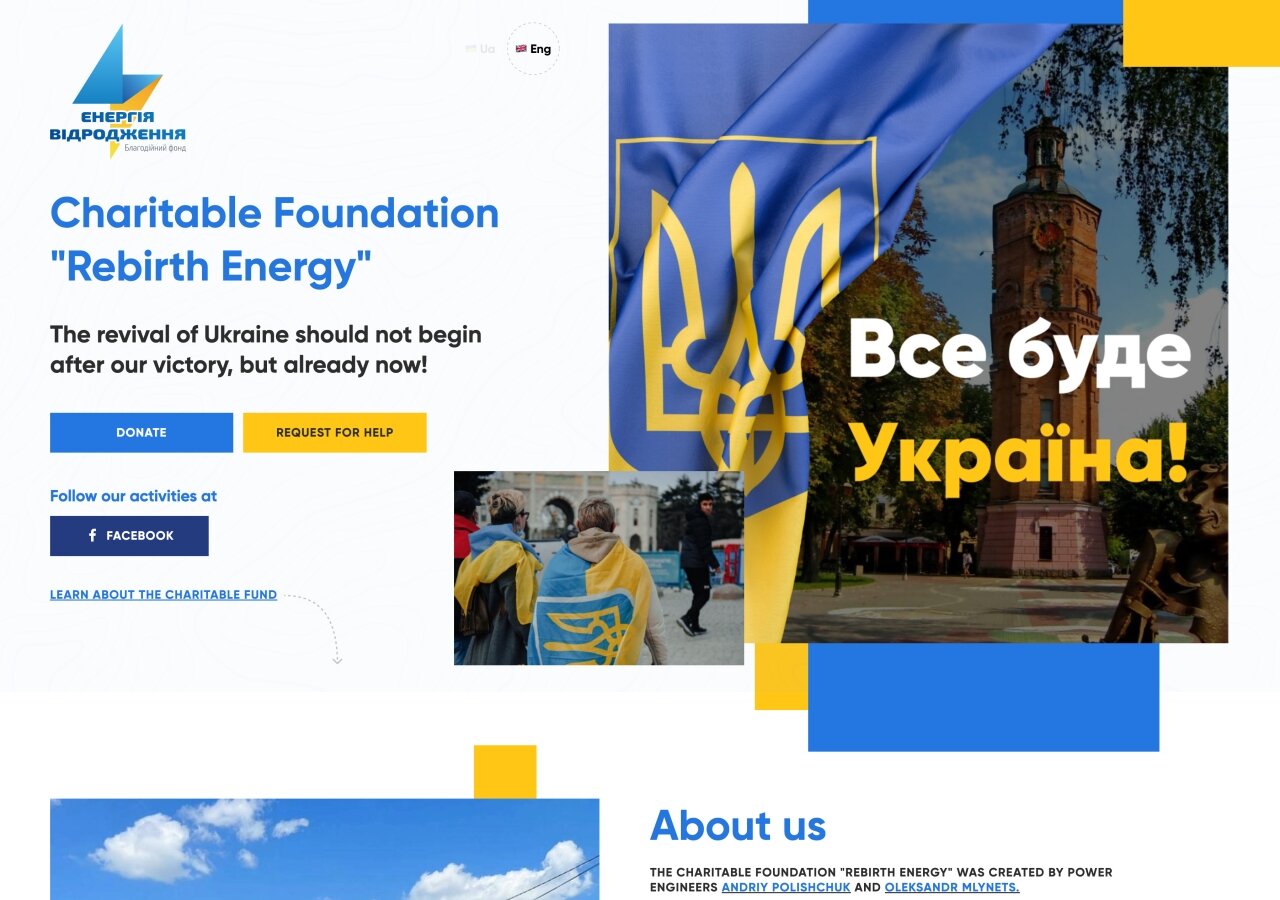 Strona promocyjna Energy Renaissance On tablet