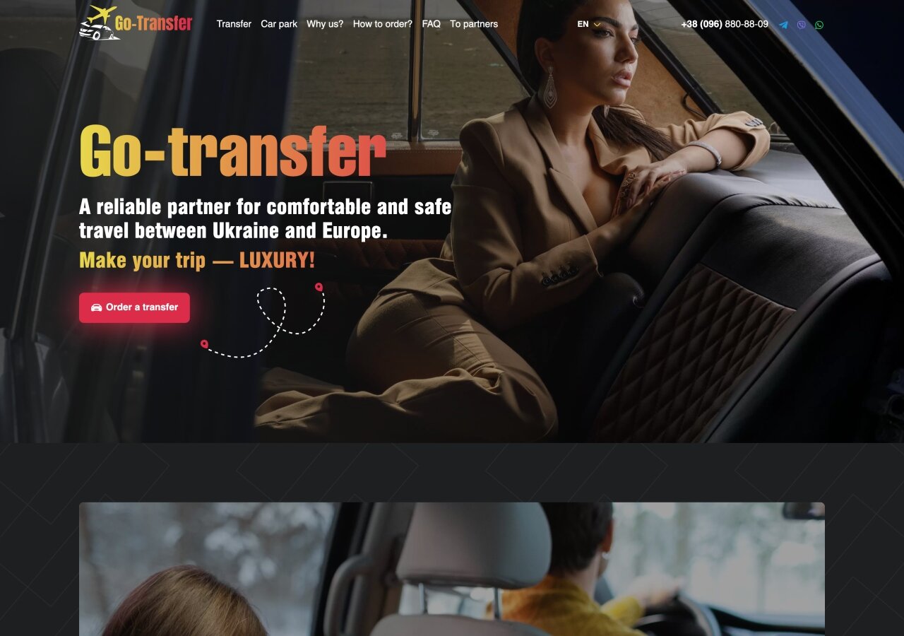 Strona promocyjna Go-Transfer On tablet