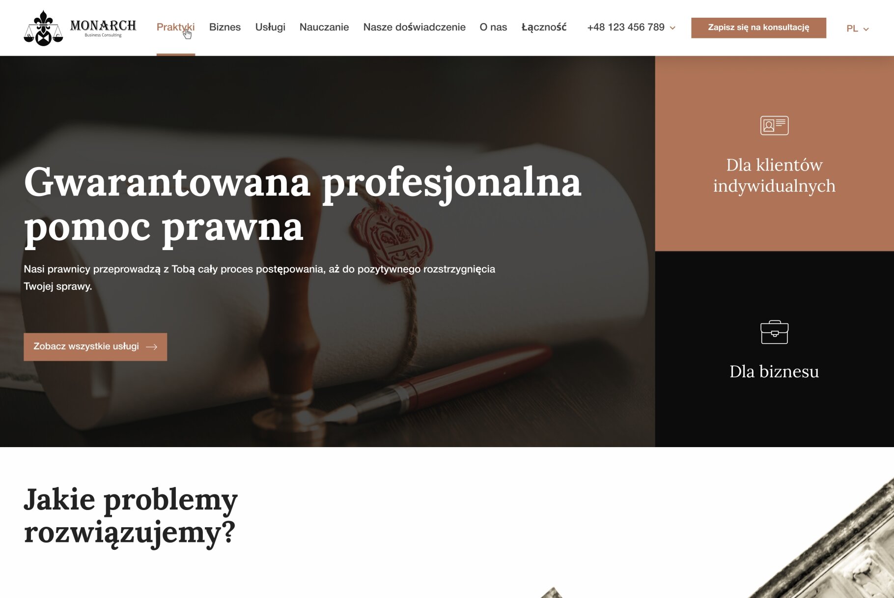 ™ Glowit, studio projektowania stron internetowych — Strona korporacyjna Monarch Business Consulting_1