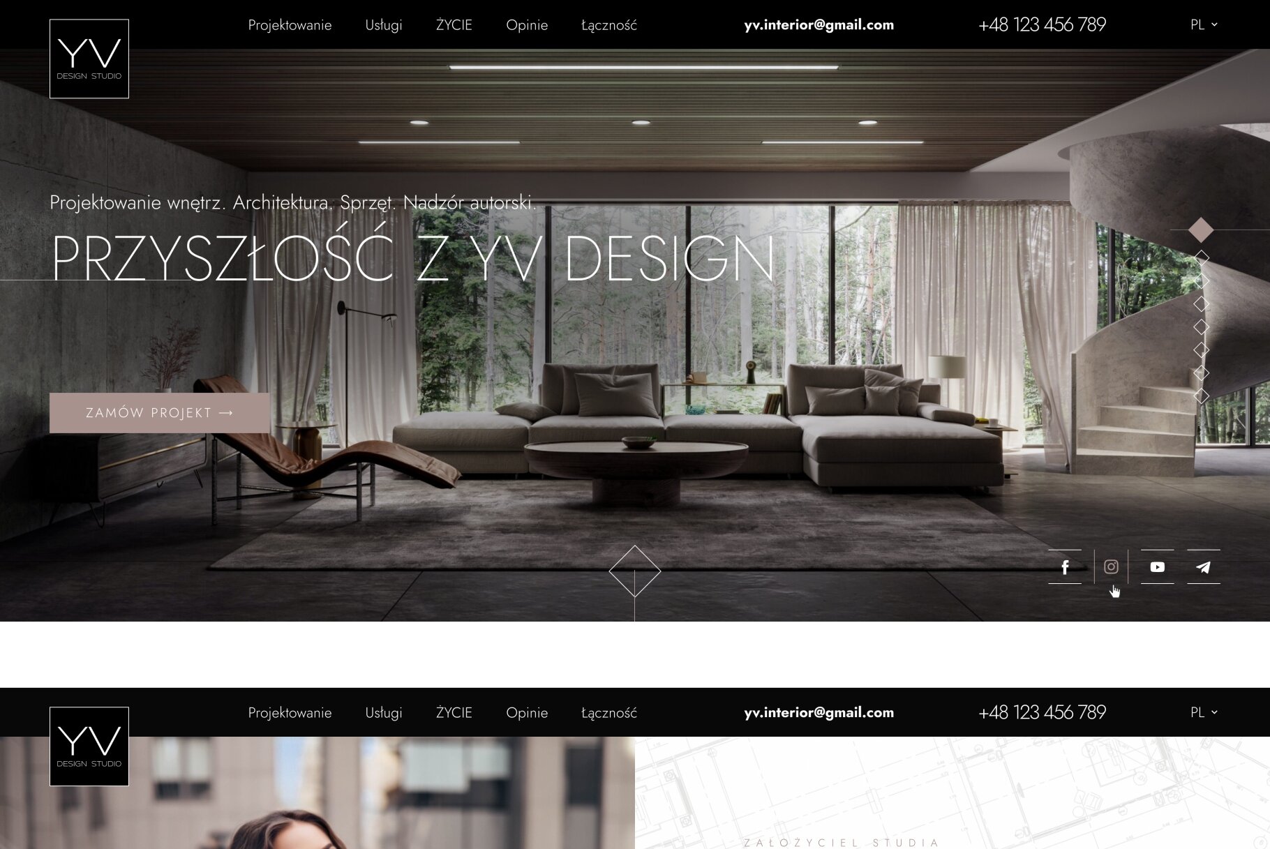™ Glowit, studio projektowania stron internetowych — Strona YV Design_1