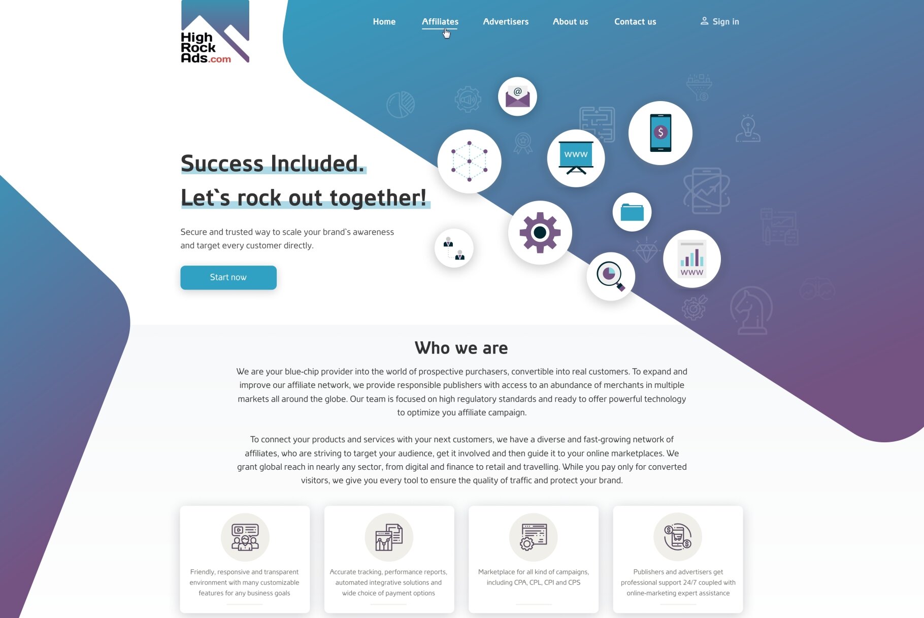 ™ Glowit, studio projektowania stron internetowych — Strona agencji reklamowej High Rock Ads_0