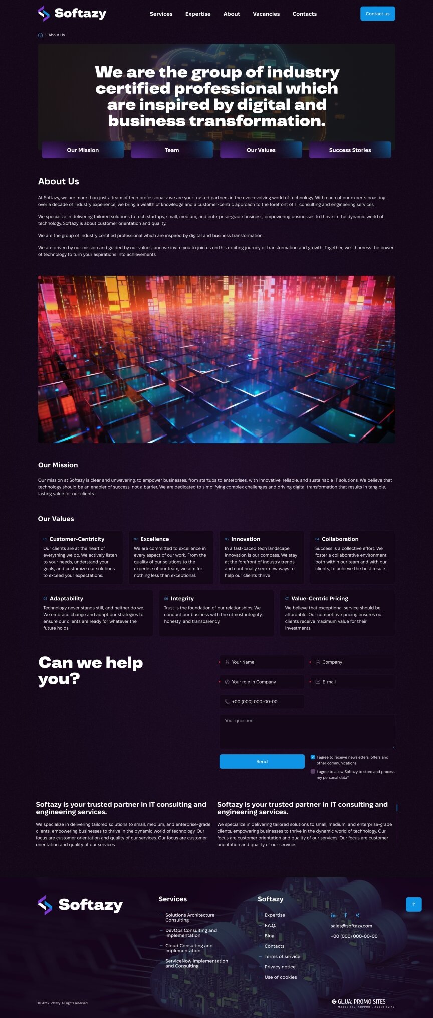 interior page design on the topic Agencje reklamowe, studia internetowe, firmy hostingowe, IT — Strona promocyjna Softazy 26