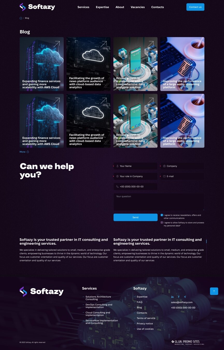 interior page design on the topic Agencje reklamowe, studia internetowe, firmy hostingowe, IT — Strona promocyjna Softazy 24
