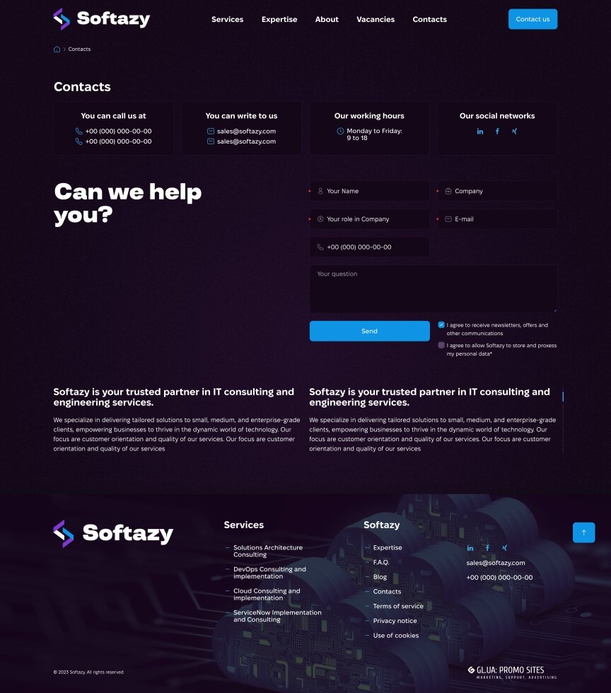 interior page design on the topic Agencje reklamowe, studia internetowe, firmy hostingowe, IT — Strona promocyjna Softazy 23