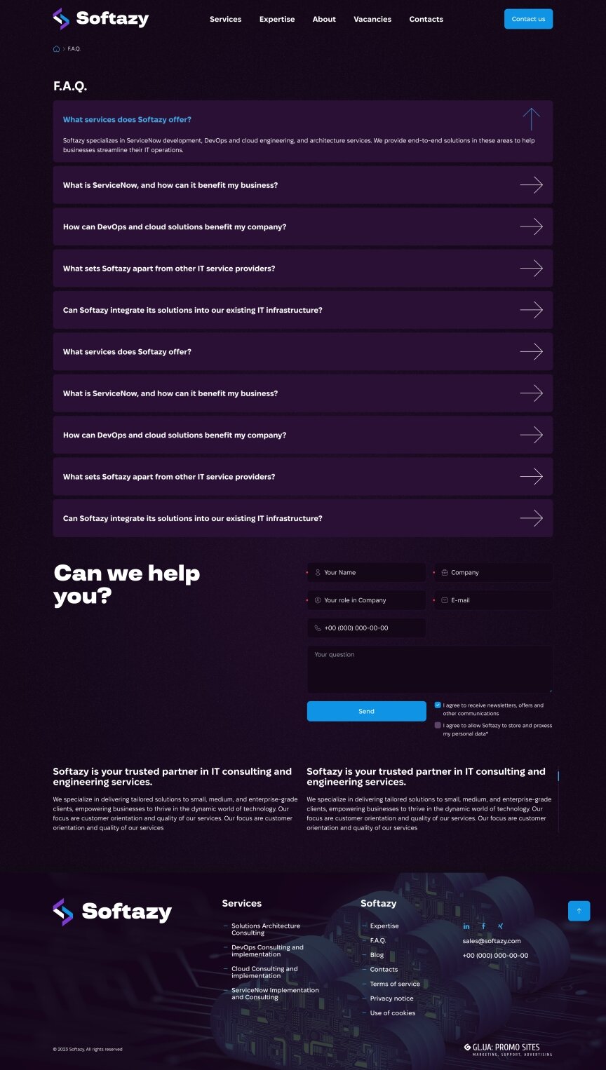 interior page design on the topic Agencje reklamowe, studia internetowe, firmy hostingowe, IT — Strona promocyjna Softazy 22