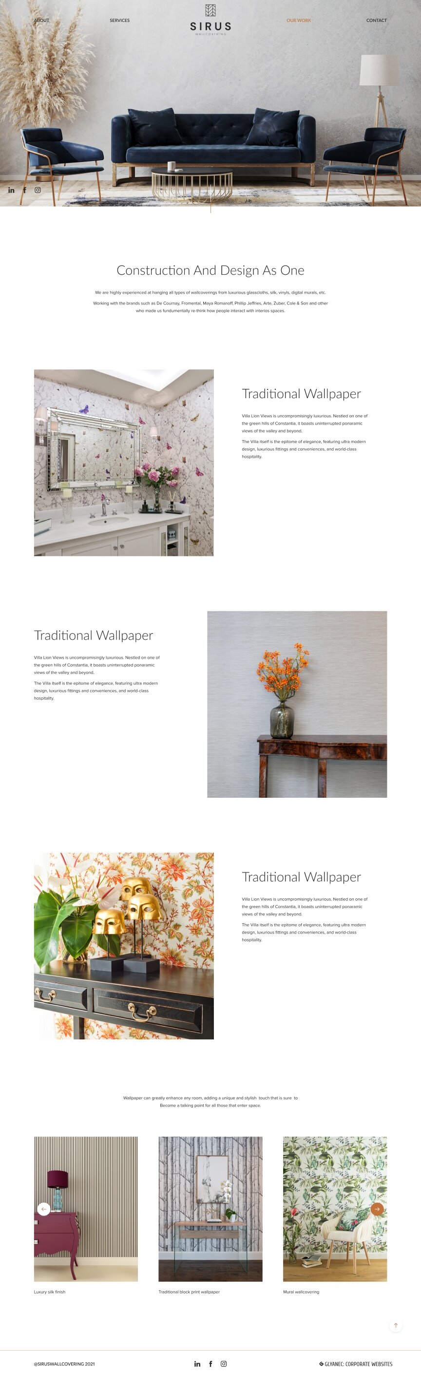 interior page design on the topic Strona jest w języku angielskim — Strona promocyjna oklein ściennych Sirus 10