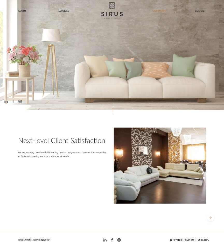 interior page design on the topic Strona jest w języku angielskim — Strona promocyjna oklein ściennych Sirus 11