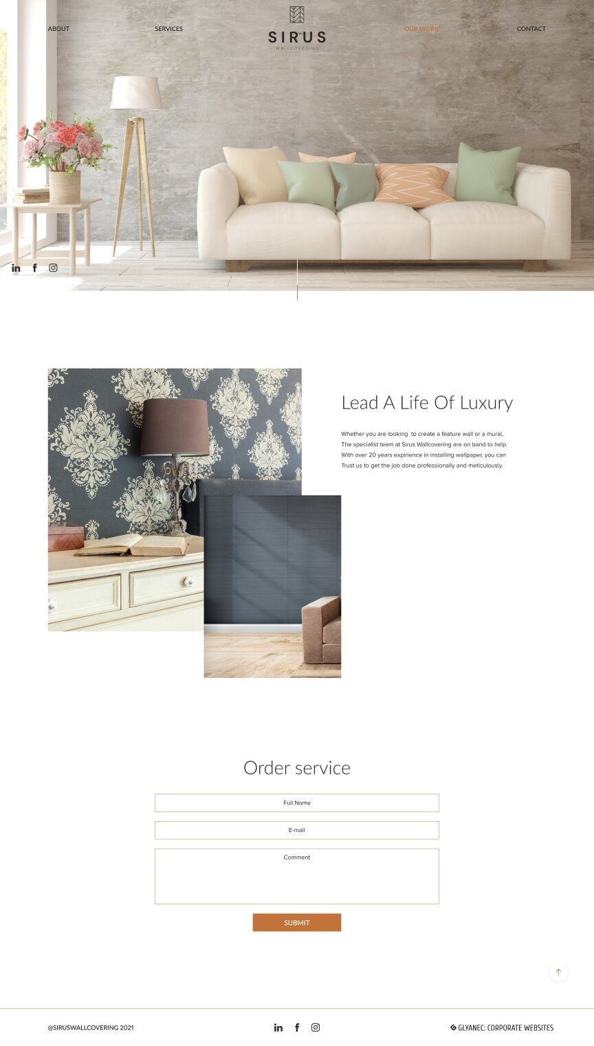 interior page design on the topic Strona jest w języku angielskim — Strona promocyjna oklein ściennych Sirus 12