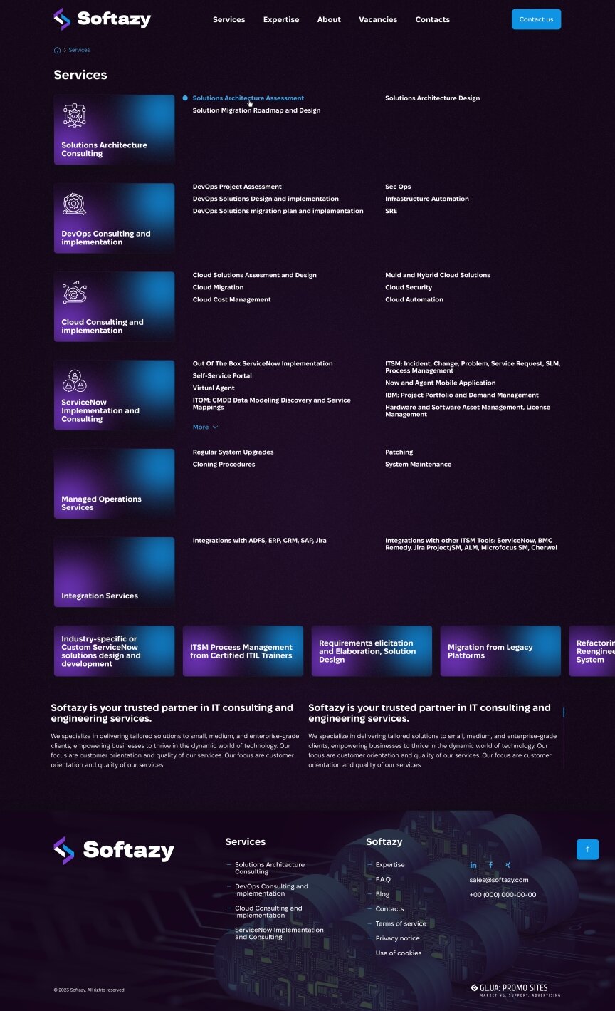 interior page design on the topic Agencje reklamowe, studia internetowe, firmy hostingowe, IT — Strona promocyjna Softazy 18