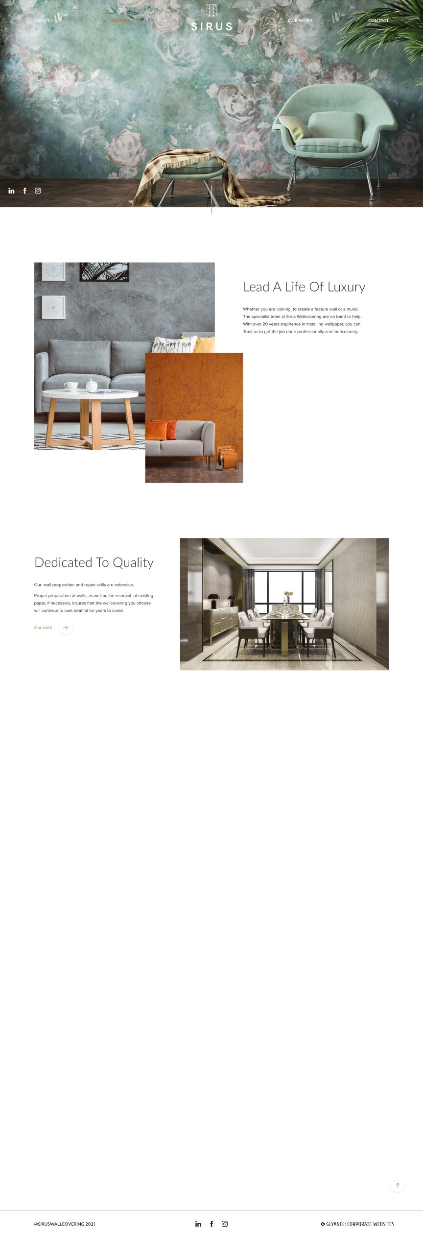 interior page design on the topic Strona jest w języku angielskim — Strona promocyjna oklein ściennych Sirus 13