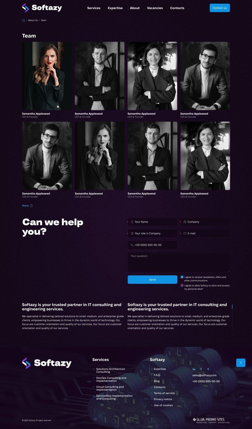 interior page design on the topic Agencje reklamowe, studia internetowe, firmy hostingowe, IT — Strona promocyjna Softazy 16