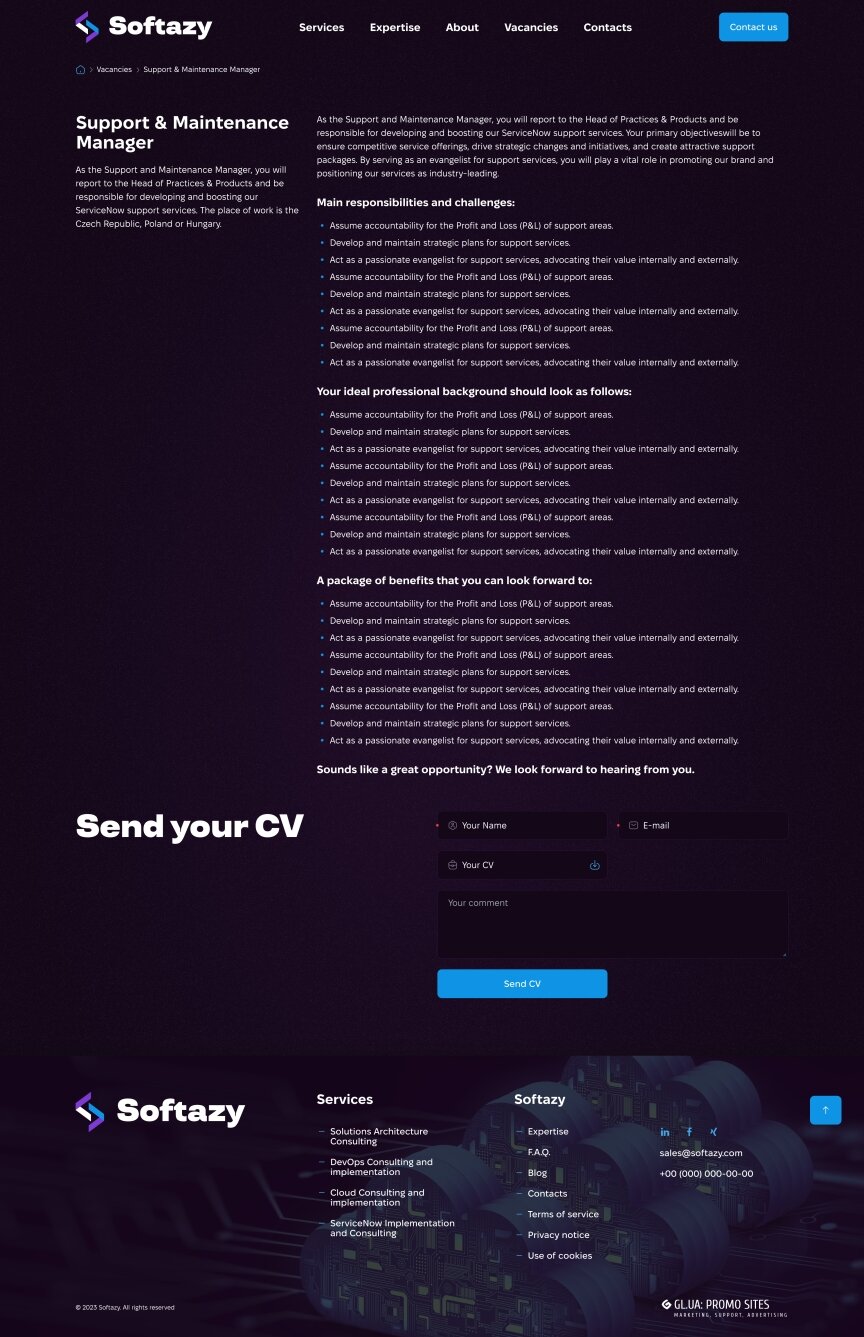 interior page design on the topic Agencje reklamowe, studia internetowe, firmy hostingowe, IT — Strona promocyjna Softazy 15