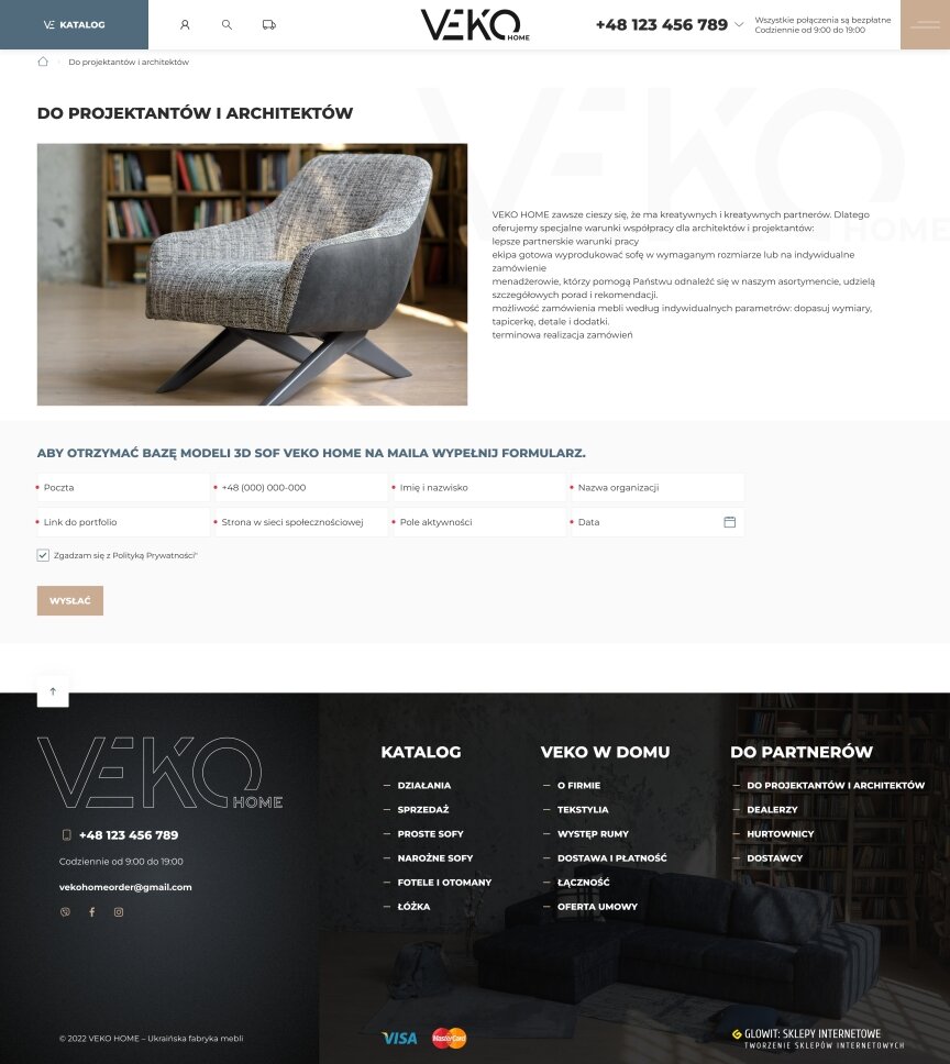 interior page design on the topic Biznes i firmy — Sklep internetowy Veko Home 1