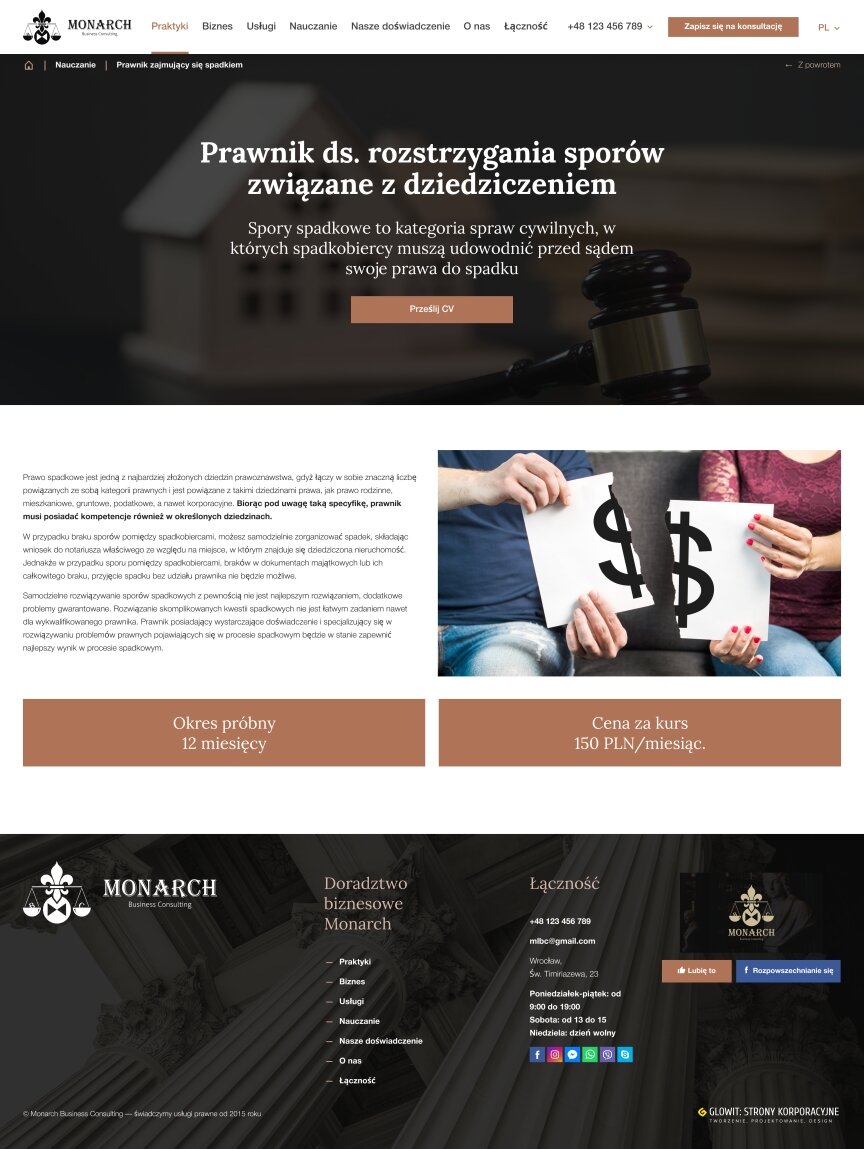 interior page design on the topic Biznes i firmy — Strona korporacyjna Monarch Business Consulting 1