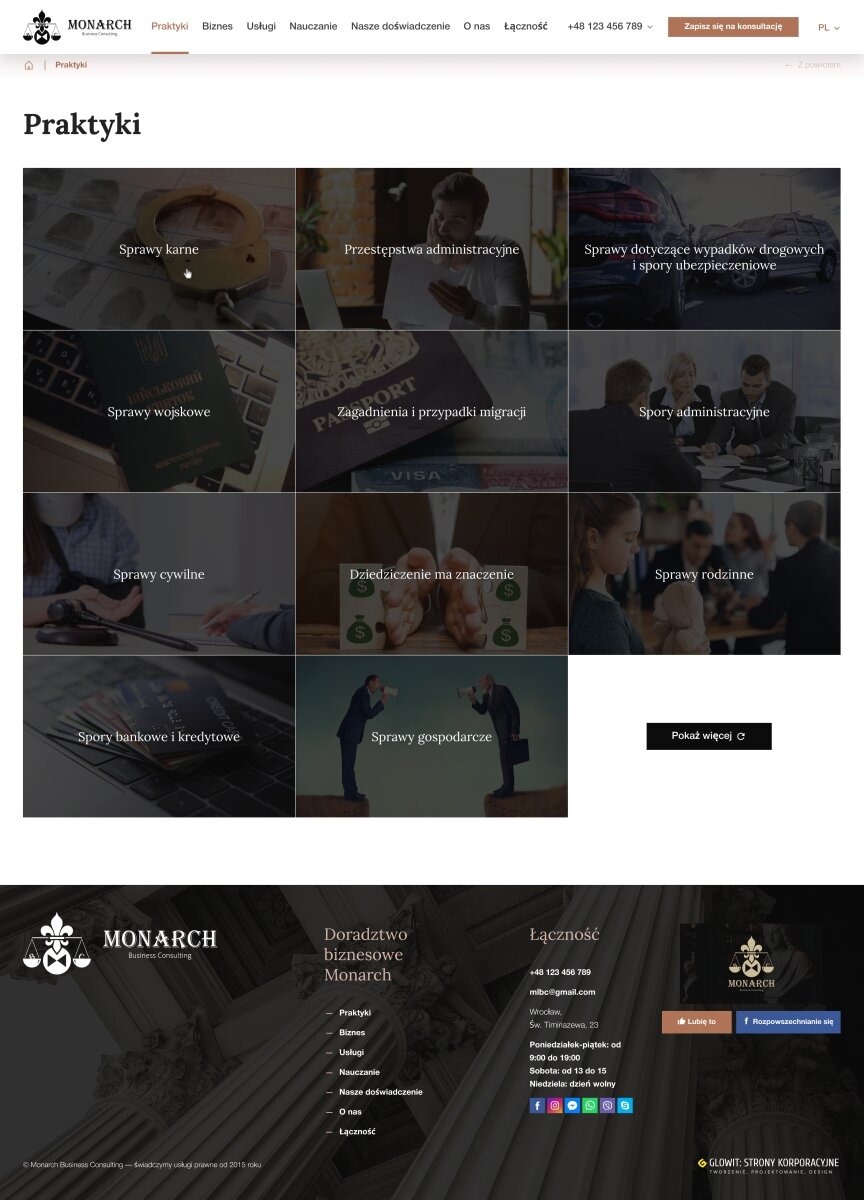 interior page design on the topic Biznes i firmy — Strona korporacyjna Monarch Business Consulting 5