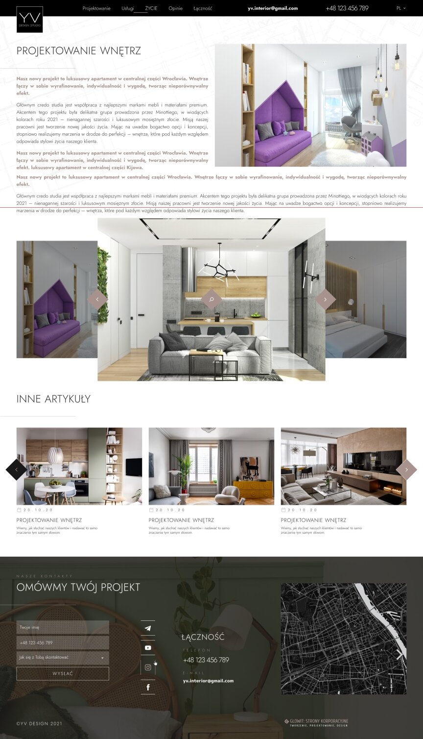 interior page design on the topic Budowa i naprawa — Strona YV Design 1