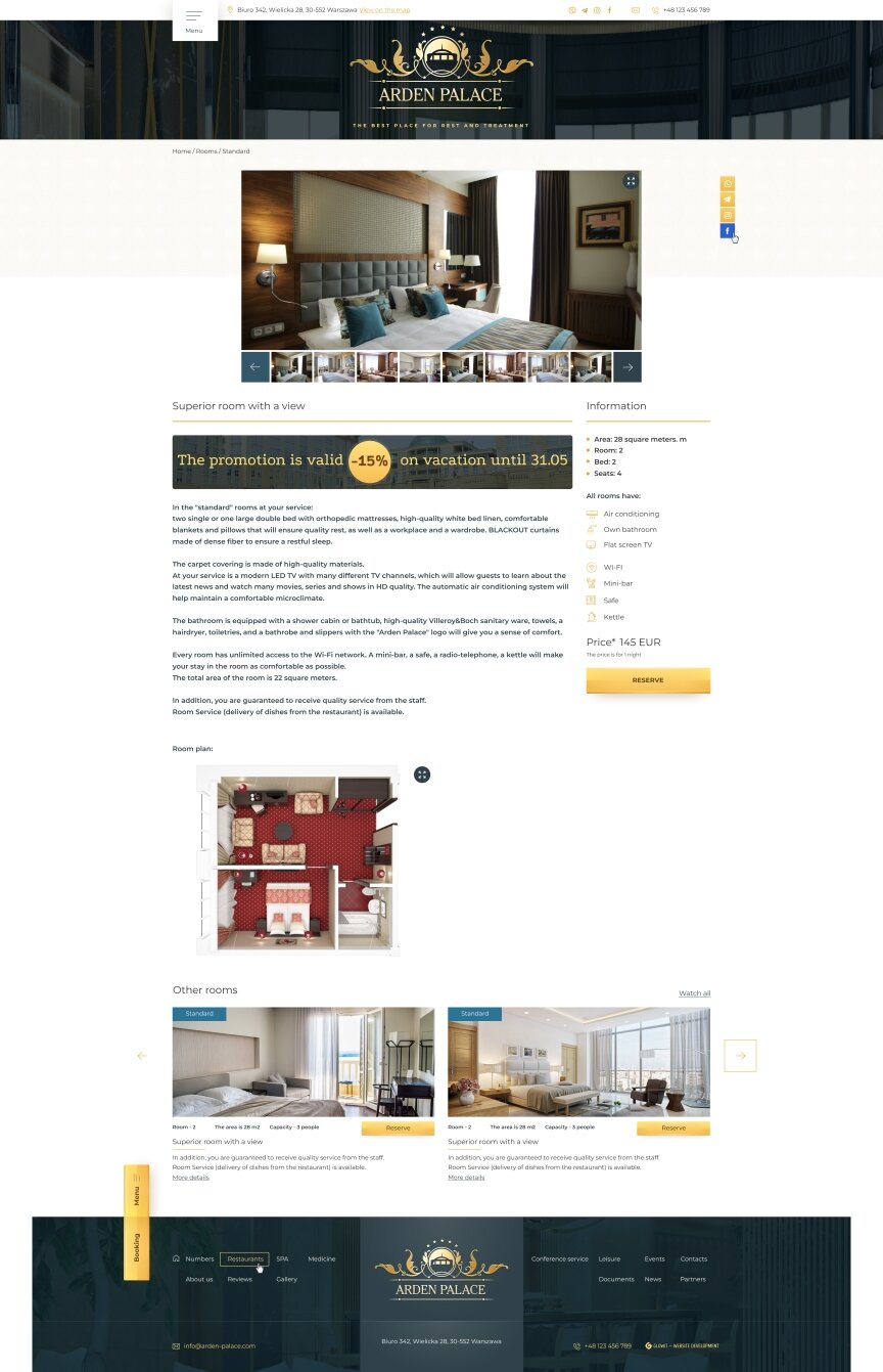 interior page design on the topic Tematyka medyczna — Strona kompleksu sanatoryjno-wczasowego Arden Palace 0