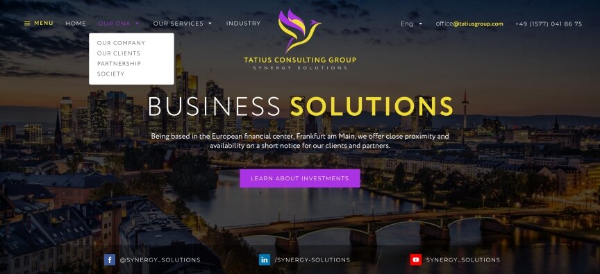 interior page design on the topic Strona jest w języku angielskim — Strona promocyjna Tatius Consulting Group 0