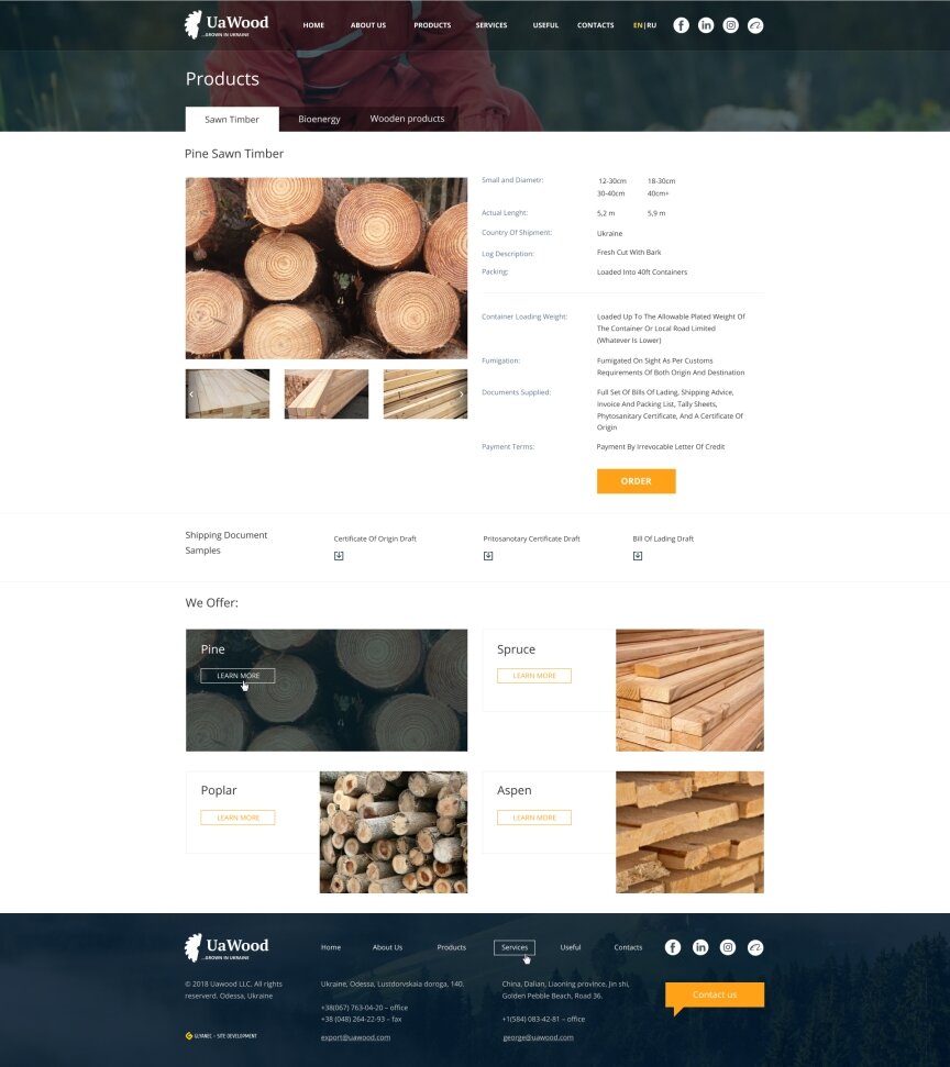 interior page design on the topic Budowa i naprawa — Strona internetowa firmy UaWood 13