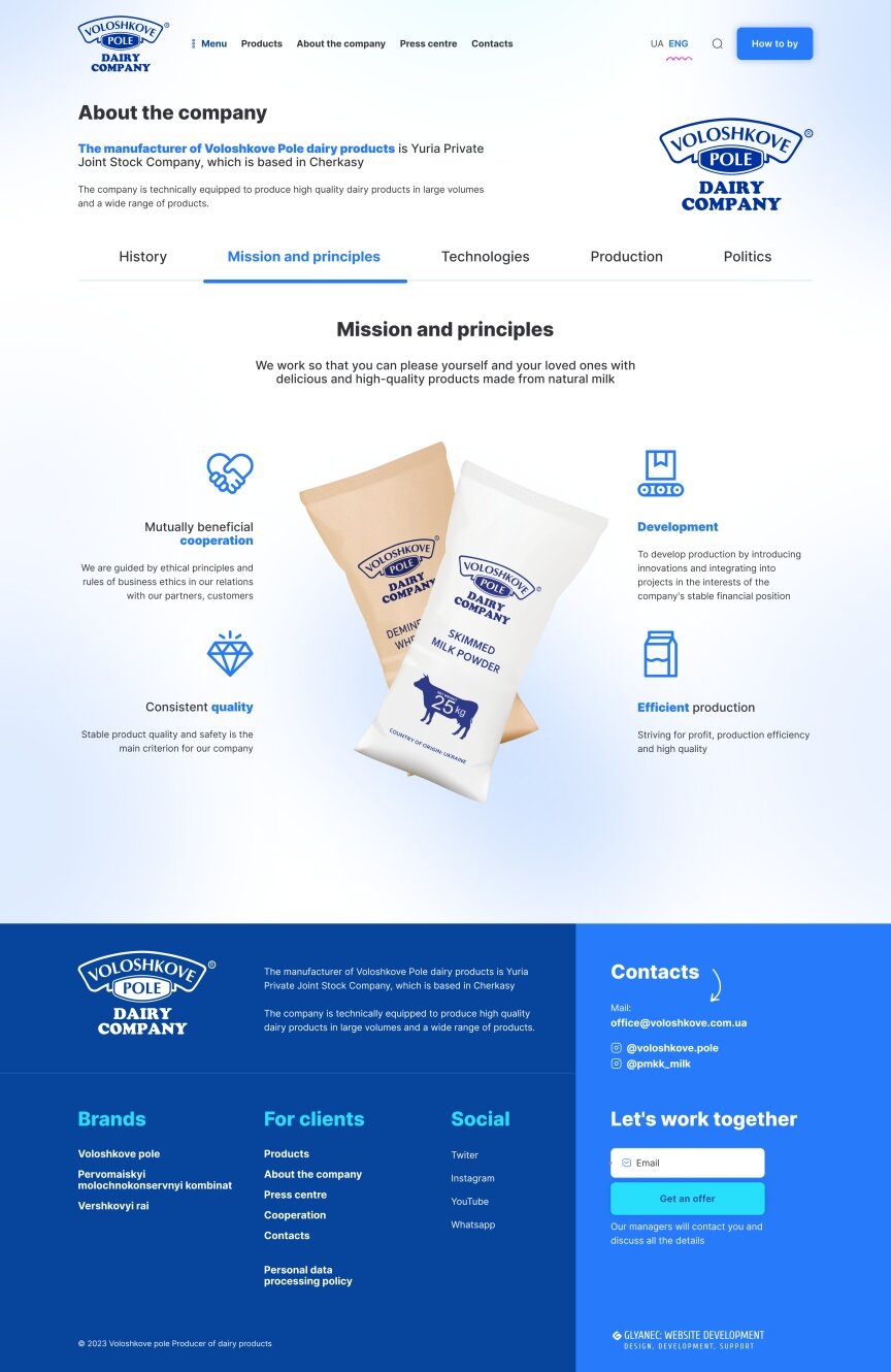 interior page design on the topic Żywność — Strona promocyjna Woloszków Polje 1