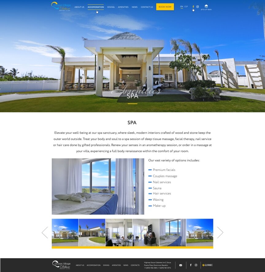 interior page design on the topic Turystyka — Strona elitarnego kompleksu wypoczynkowego Ocean Village Deluxe 7