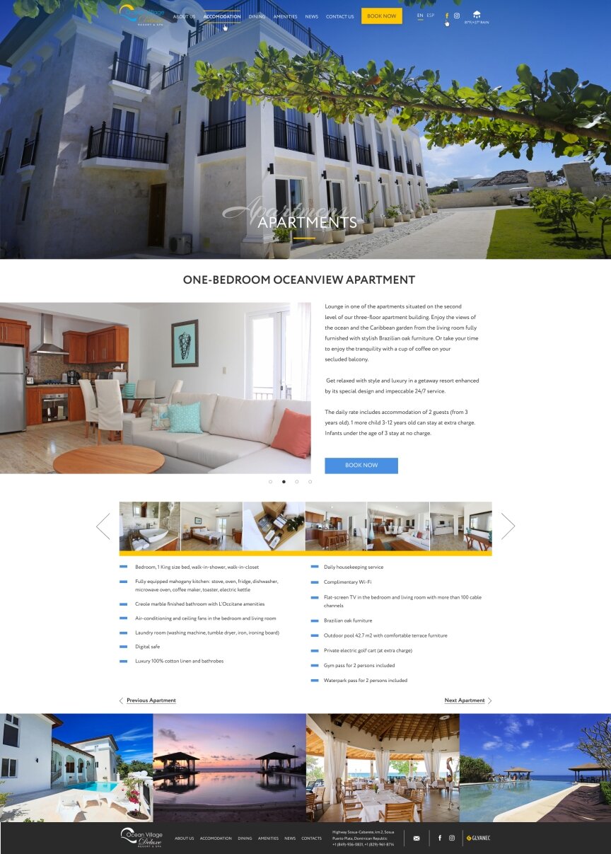 interior page design on the topic Turystyka — Strona elitarnego kompleksu wypoczynkowego Ocean Village Deluxe 10