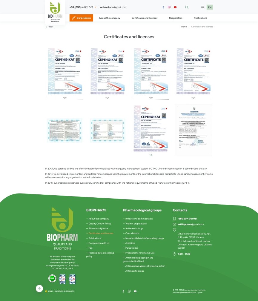 interior page design on the topic Tematyka medyczna — Strona korporacyjna Biofarmy 3
