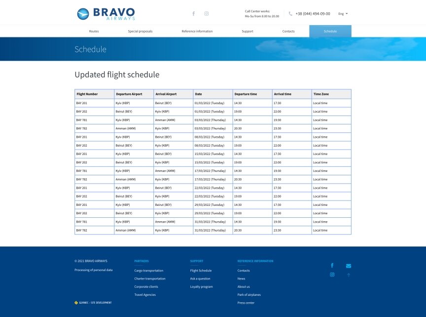 interior page design on the topic Turystyka — Strona internetowa Bravoairways 5