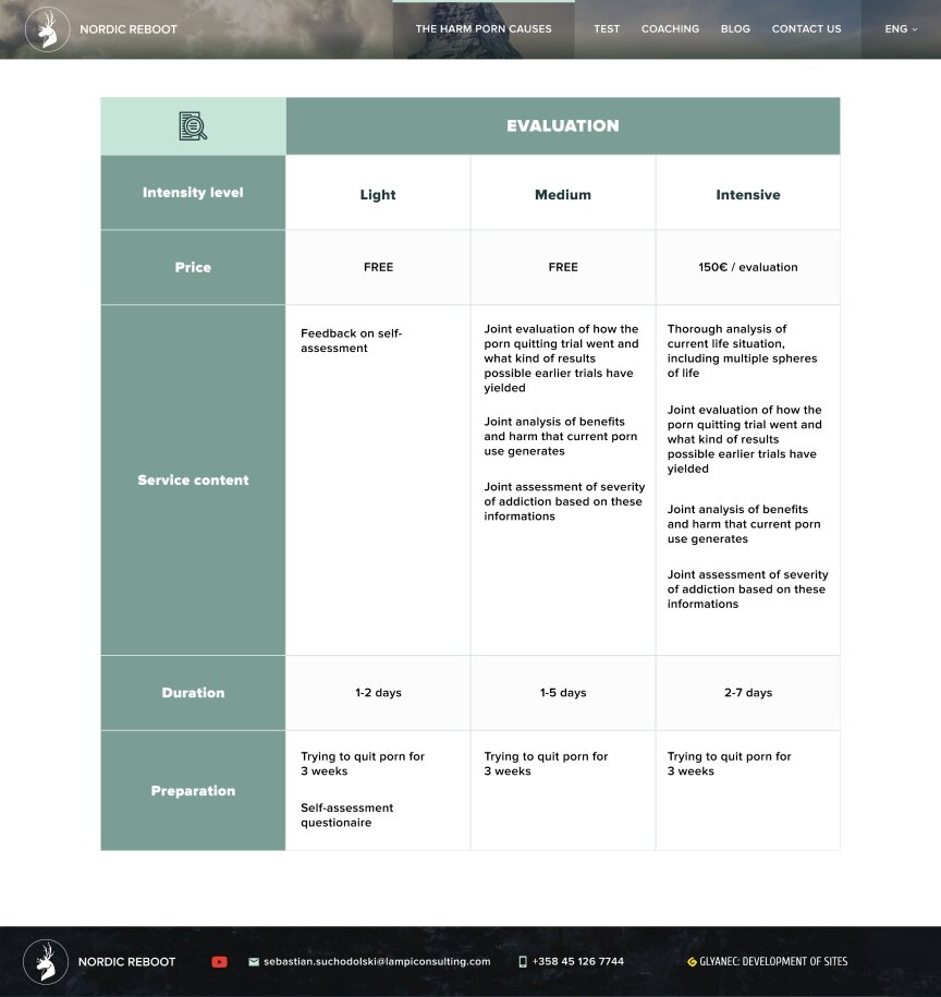 interior page design on the topic Biznes i firmy — Jednostronicowa witryna Nordic Reboot 5