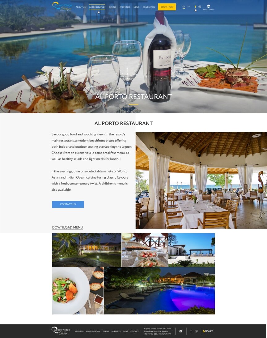 interior page design on the topic Turystyka — Strona elitarnego kompleksu wypoczynkowego Ocean Village Deluxe 13