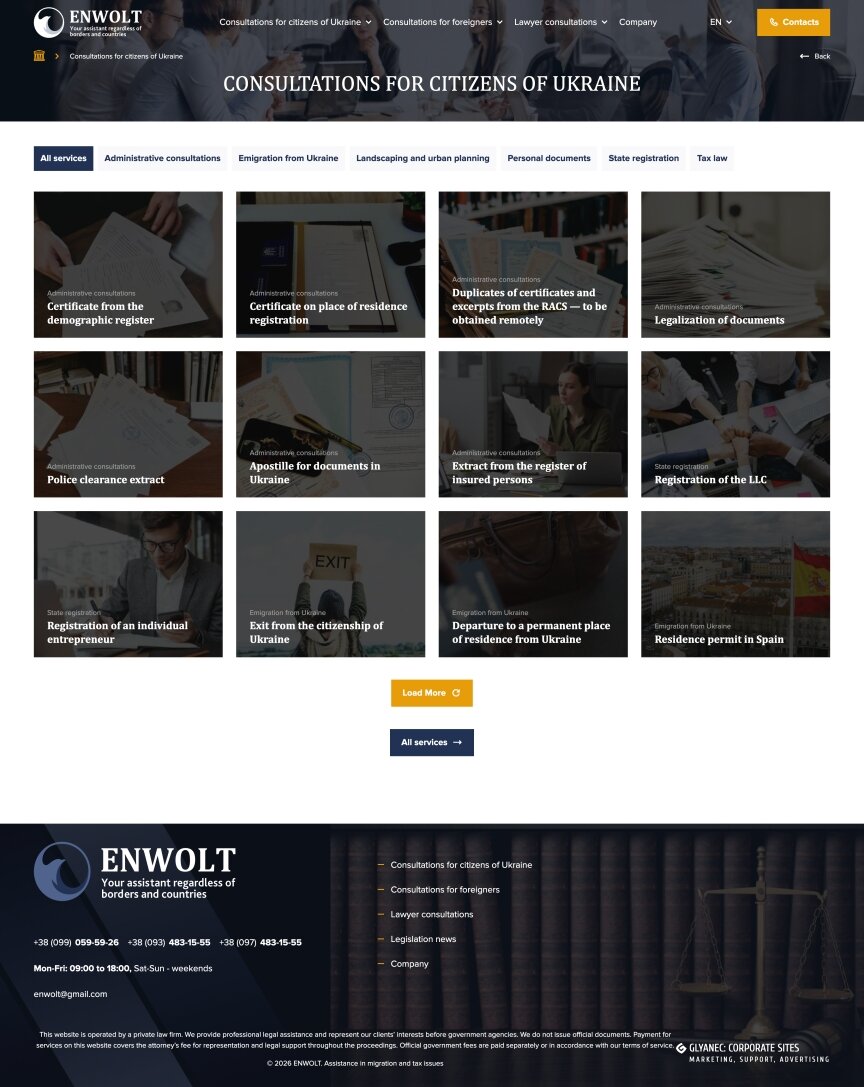 interior page design on the topic Biznes i firmy — Strona promocyjna Envolt 1
