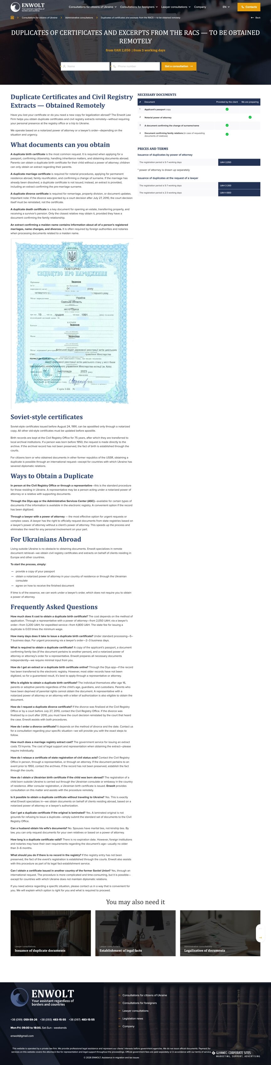 interior page design on the topic Biznes i firmy — Strona promocyjna Envolt 3