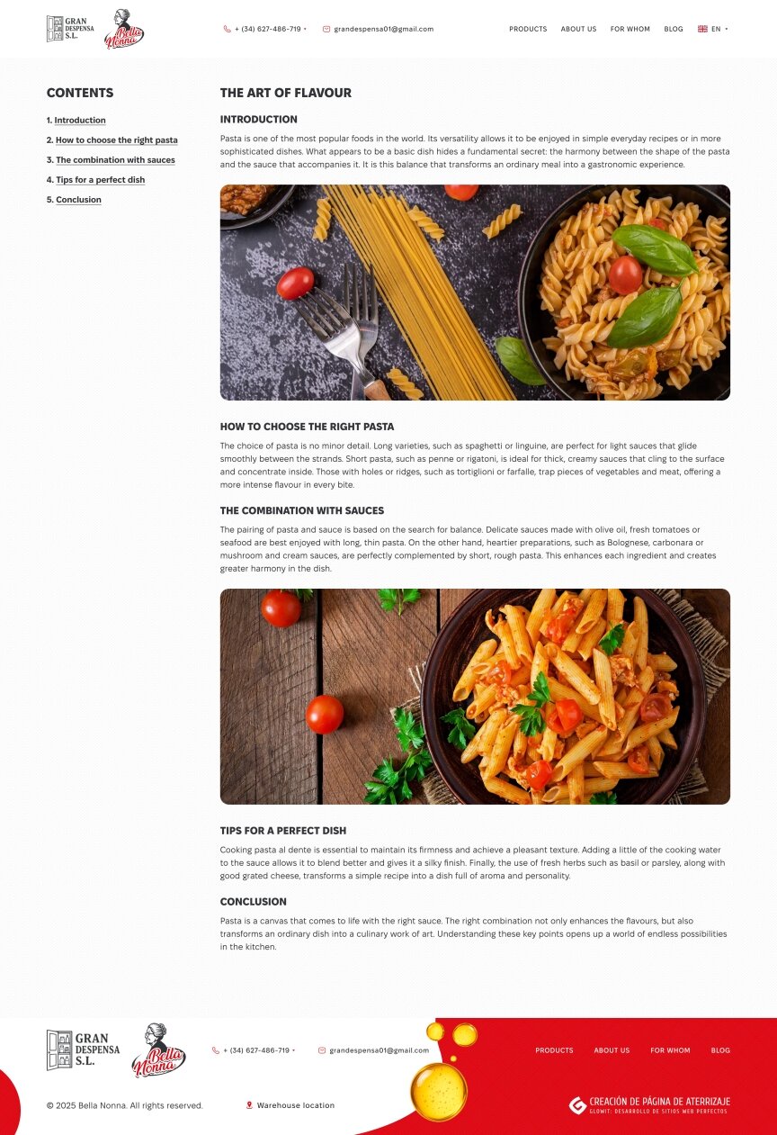 interior page design on the topic Biznes i firmy — Jednostronicowa strona internetowa dla firmy Grandespensa 1