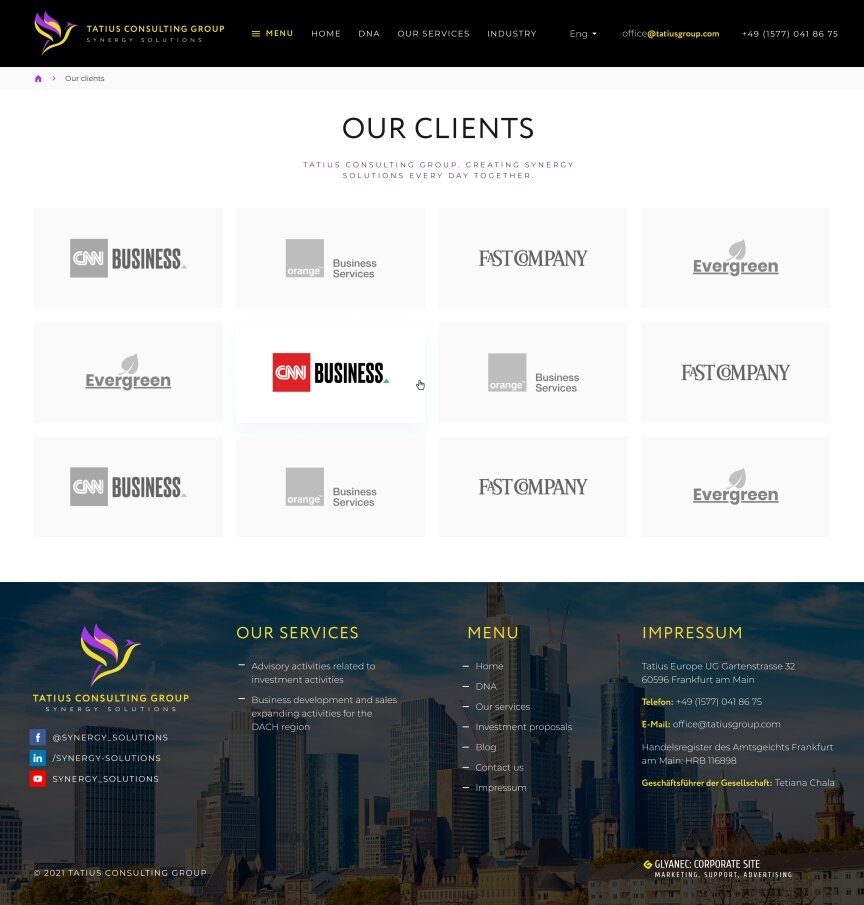 interior page design on the topic Strona jest w języku angielskim — Strona promocyjna Tatius Consulting Group 8