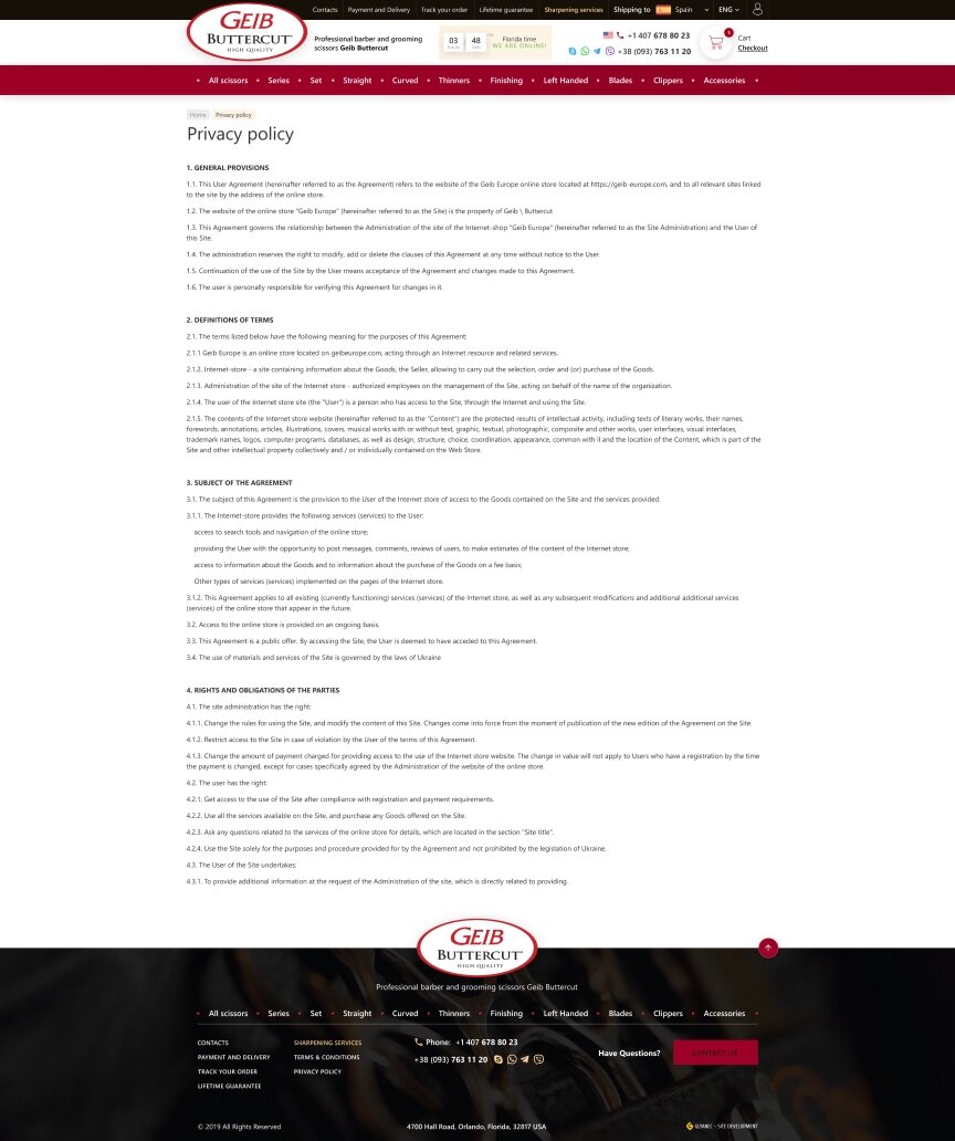 interior page design on the topic Zwierząt — Sklep internetowy z nożyczkami Geib Buttercut 18