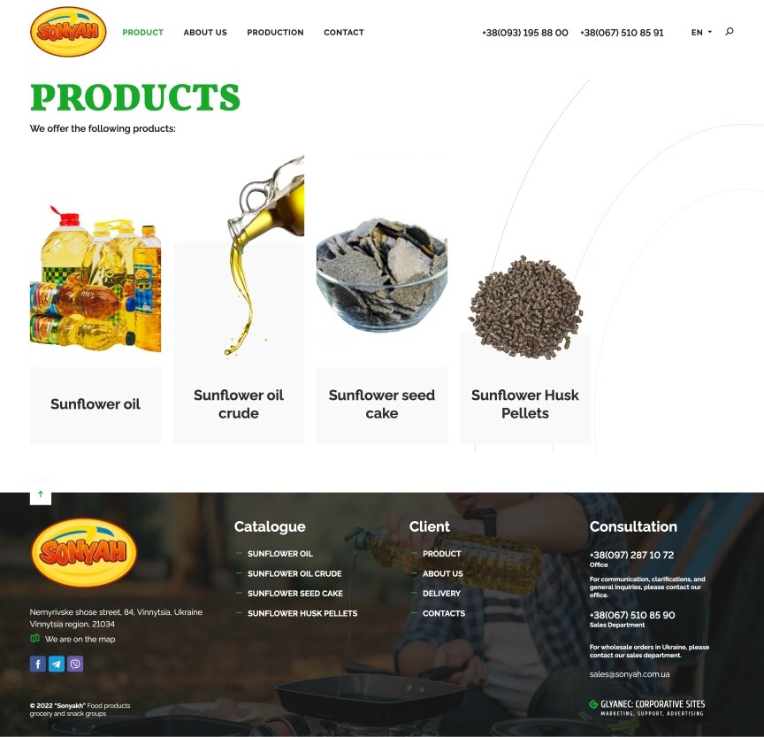 interior page design on the topic Biznes i firmy — Strona korporacyjna firmy produkującej ropę naftową „Sonyakh” 1