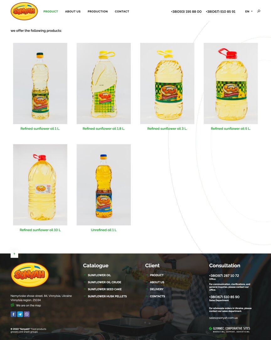 interior page design on the topic Biznes i firmy — Strona korporacyjna firmy produkującej ropę naftową „Sonyakh” 6