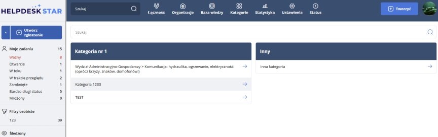 interior page design on the topic — System zgłoszeń HelpDeskStar 3