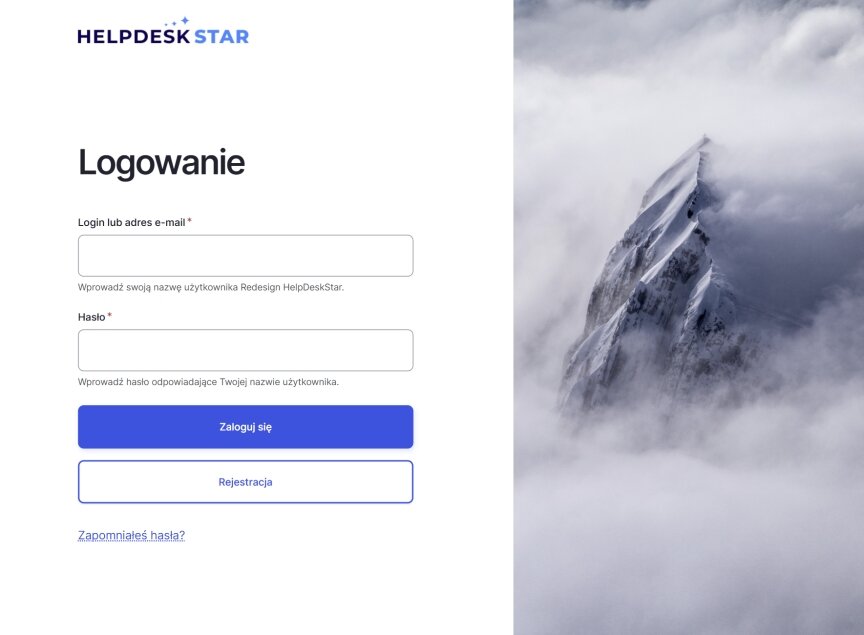 interior page design on the topic — System zgłoszeń HelpDeskStar 2