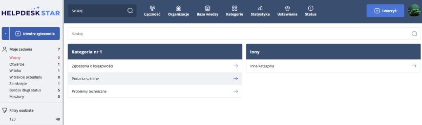interior page design on the topic — System zgłoszeń HelpDeskStar 8